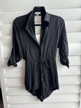 Hayden Black Long-Sleeve Romper with Drawstring Waist size M